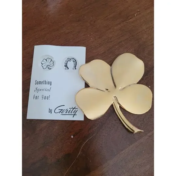 Vintage Gerity 24K Gold Four Leaf Clover Paperweight - Picture 3 of 7